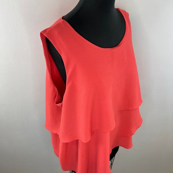 Soft Surroundings Orange Knit Asymmetric Layered Tank Sleeveless Blouse Plus 2X - Picture 4 of 7